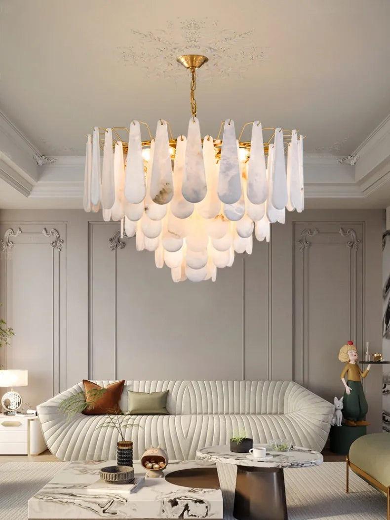 Copper Marble Pendant Light With E14 LED Bulb