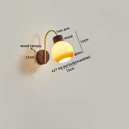 DecorBites™ LED Wall Sconce Pull Chain Switch Modern Stair Lights Glass Wood