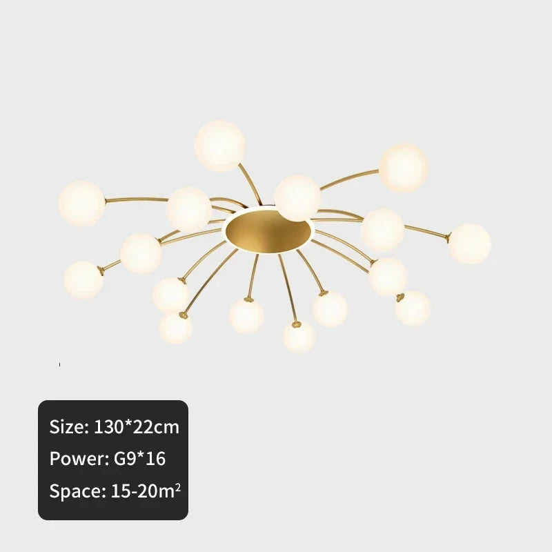 مصباح سقف زجاجي على شكل كرة من DecorBites™ باللون الذهبي لغرفة المعيشة وغرفة الطعام وغرفة النوم من DecorBites™