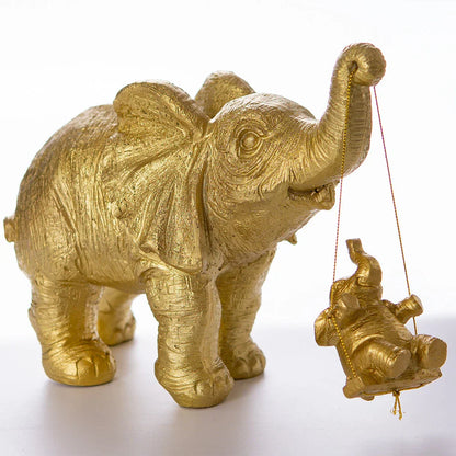 DecorBites™ Golden Silver Elephant Swing Statue Home Decor Animal Sculptures