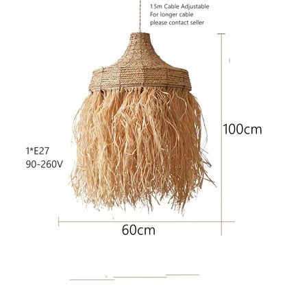 DecorBites™ Handmade Woven Rattan Grass Pendant Lamps - Simple Natural Design for Wabi Sabi Style