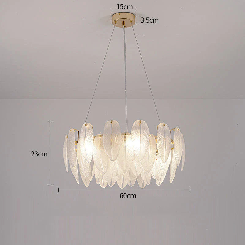 Feather Glass Gold Pendant Light