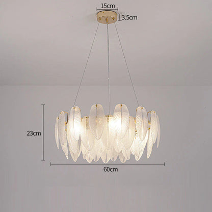 Feather Glass Gold Pendant Light