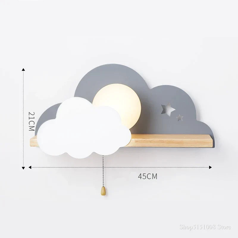 DecorBites™ Cloud Moon Wall Lamp with Pull Switch, Cartoon Style for Modern Home Decor