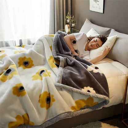 Decobites Cozy Flocked Raschel Blanket | Soft & Warm Double-Sided Winter Bedding