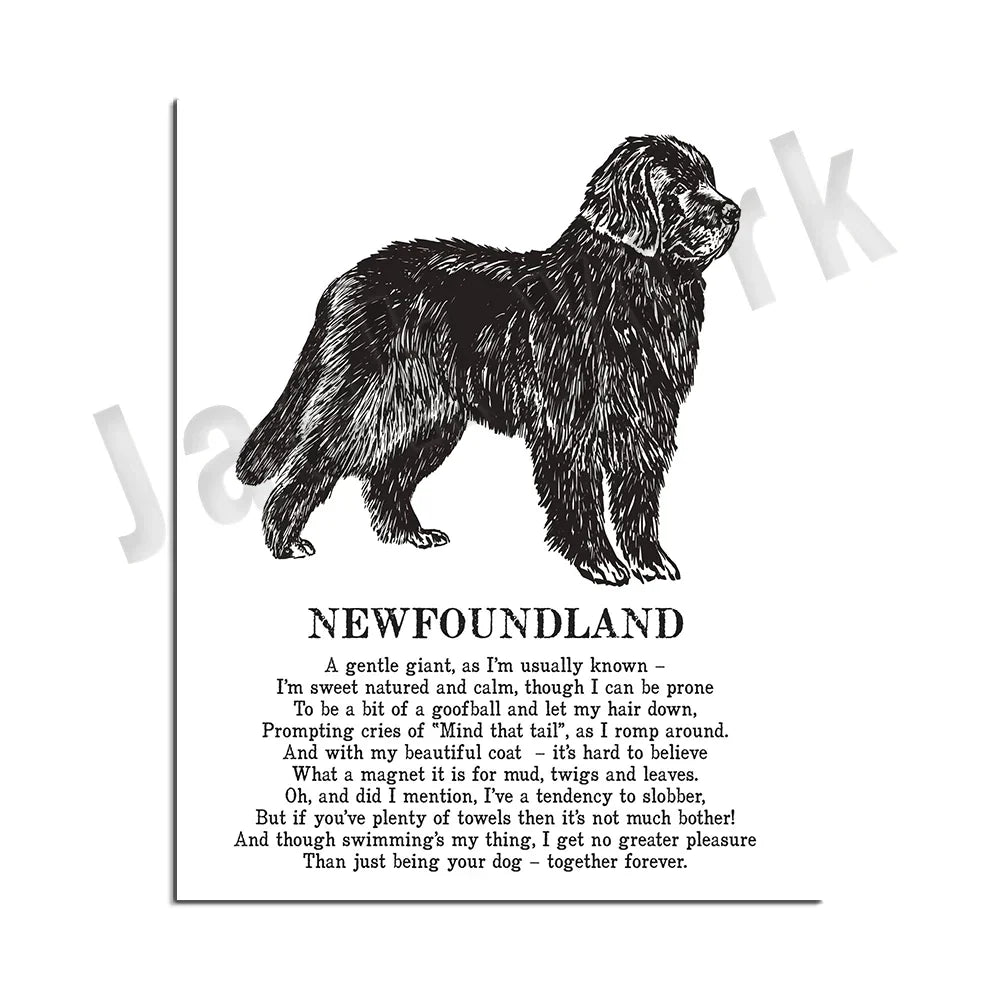 DecorBites™ Dog Breed Poetry Poster Collection: Vizsla, Pomeranian, Manchester Terrier, and More