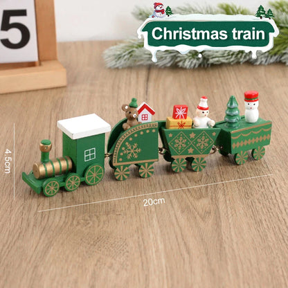 Christmas Wooden Train Merry Christmas Decorations for Home 2024 Xmas Tree Ornament  Navidad Noel Kids Gift Happy New Year 2025