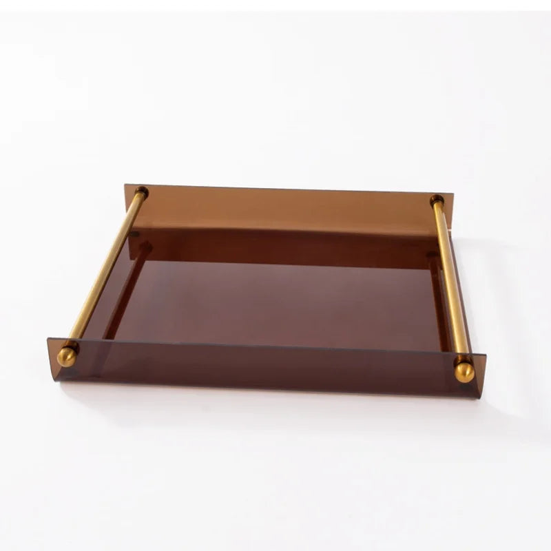 DecorBites™ Clear Glass Square Fruit Plate Tray Desktop Storage Container Home Decor