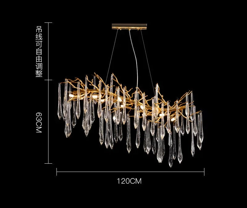 Lámpara de Araña de Rama LED Oro Decorbites™ para Sala de Estar, Dormitorio, Hotel - Luz Colgante de Aluminio de Lujo Moderno
