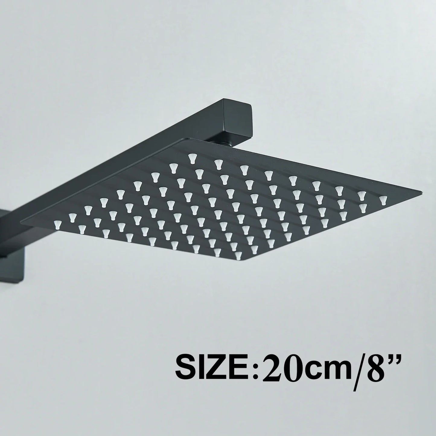DecorBites™ 12" Matte Black Rainfall Shower Head Set with Shower Arm