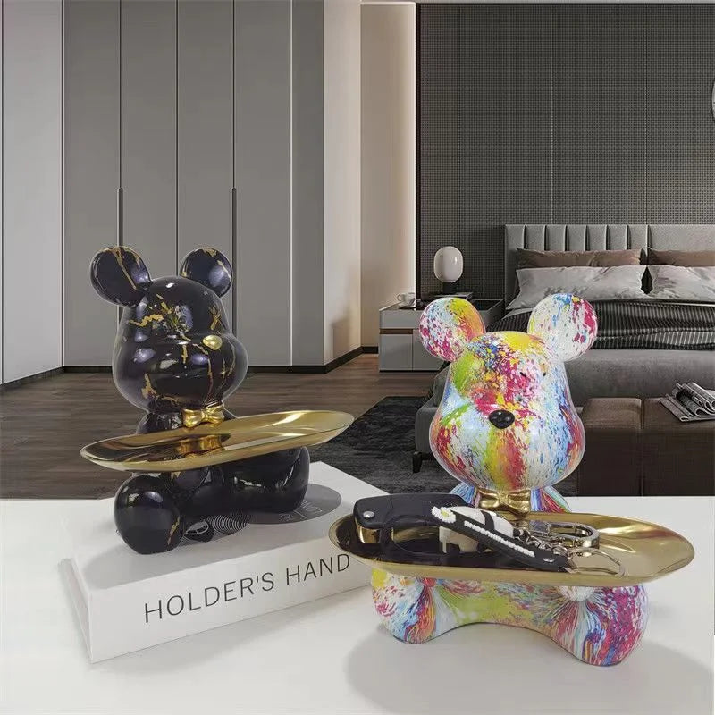 ديكوربايتس™ تمثال دب جرافيتي: تمثال حيوان عصري ورف تخزين للمفاتيح