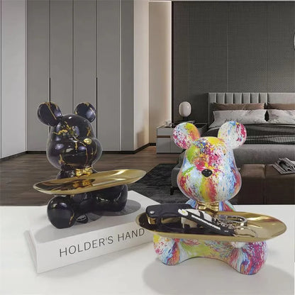 ديكوربايتس™ تمثال دب جرافيتي: تمثال حيوان عصري ورف تخزين للمفاتيح