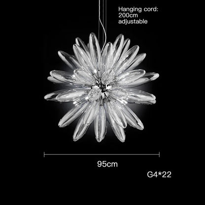 Lámpara de araña grande con pantalla de cristal y bombillas LED DecorBites™ - Herrajes cromados o dorados