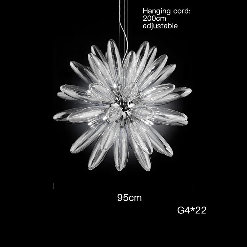 Glass Globe LED Chandelier 110cm Gold Hardware