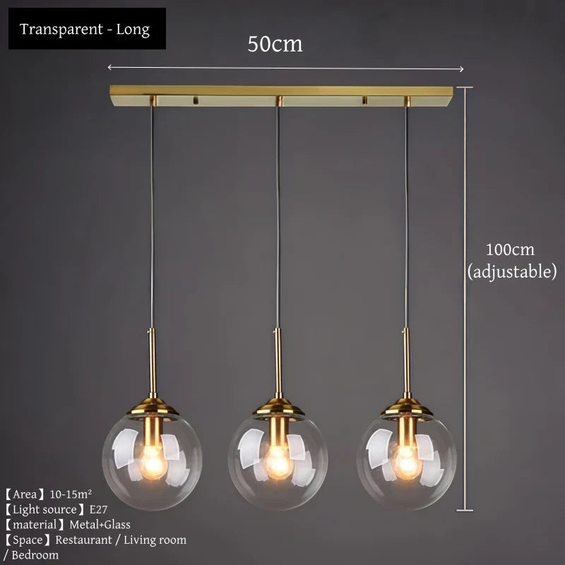 Nordic Glass Pendant Light With Polished Steel Finish