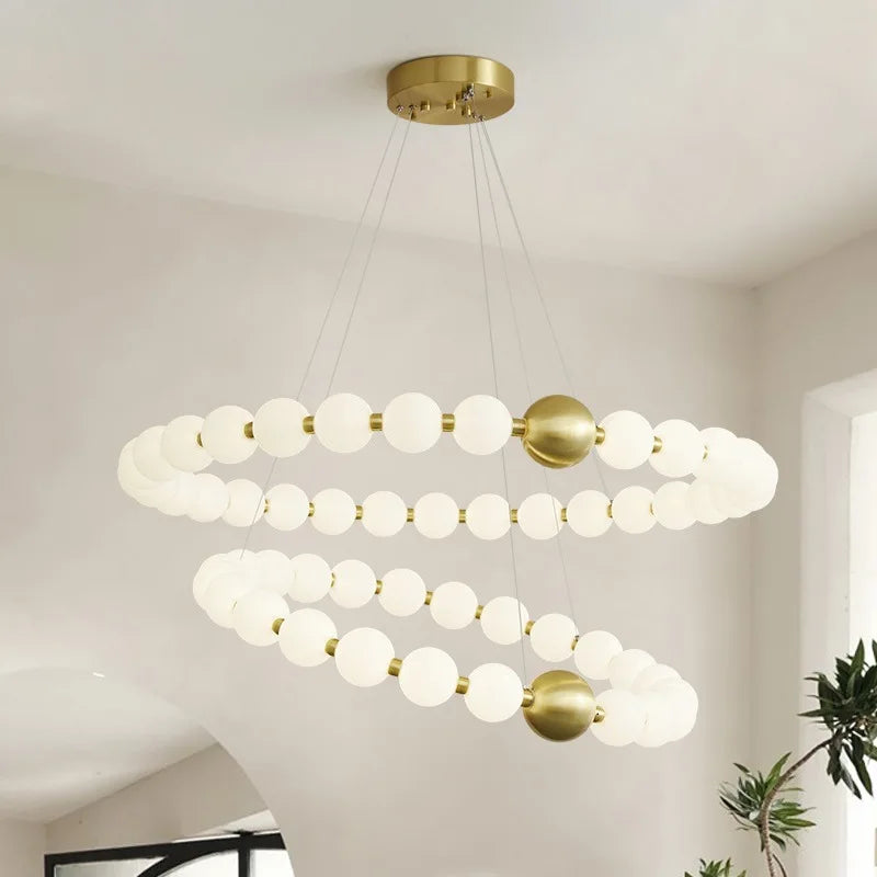 DecorBites™ Gold Acrylic LED Ceiling Chandelier for Living Room Bedroom Pendant Lighting