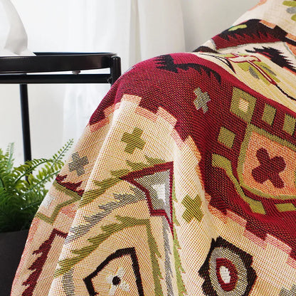 Manta DecorBites™ Geo Ethnic - Funda de sofá boho de doble cara y alfombra de viaje
