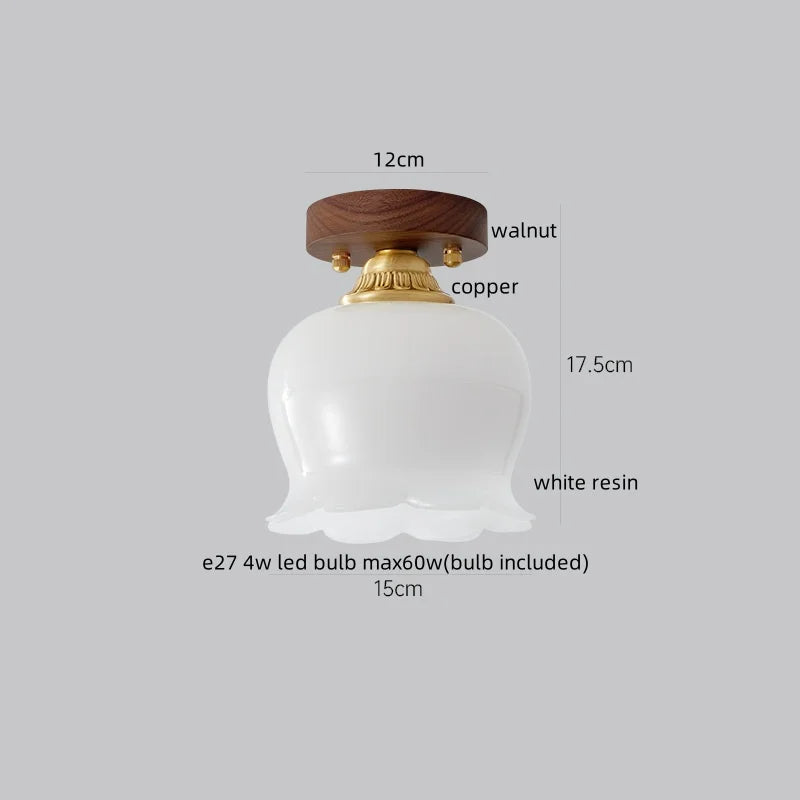 DecorBites™ Glass LED Ceiling Lamp Copper Walnut Modern Living Room Lighting Fixtures