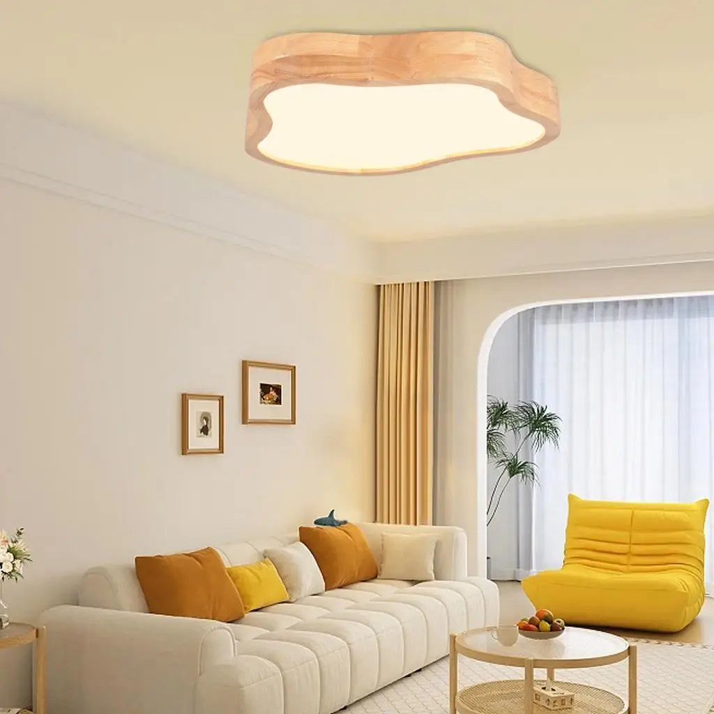 DecorBites™ Cloud Shape Wooden LED Ceiling Light for Modern Nordic Home Living Room Surface Fixture
