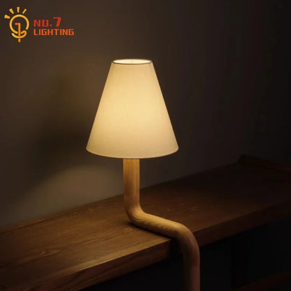 DecorBites™ Elegant Solid Wood LED Table Lamp for Study and Bedside Lighting