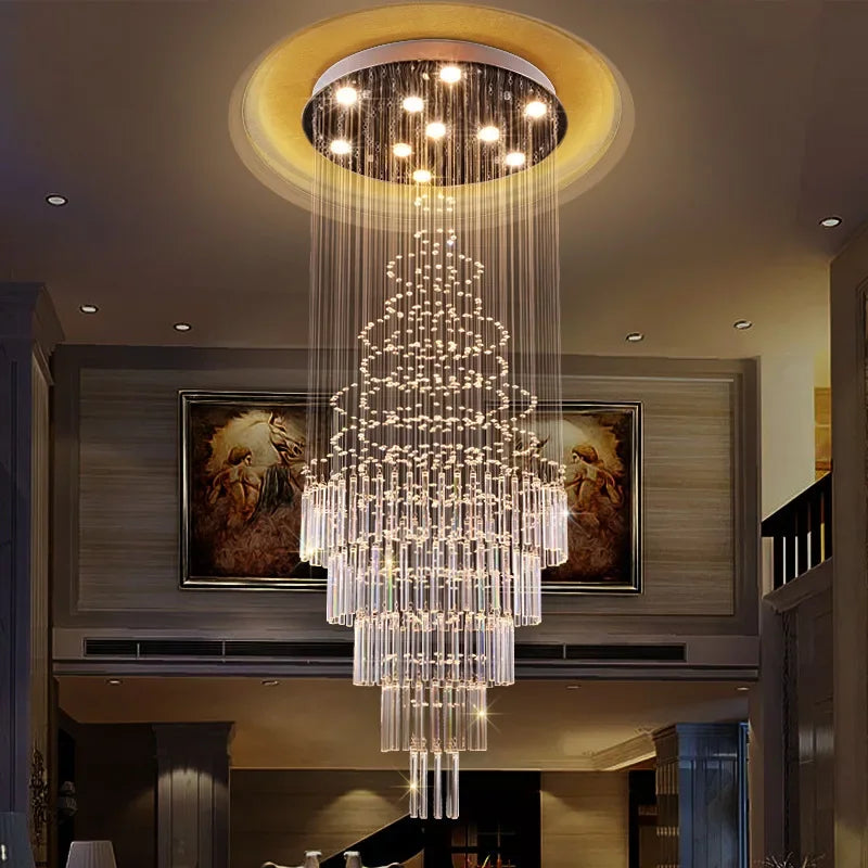DecorBites™ Crystal Chandelier for Staircase & Living Room - Modern LED Lighting Solution