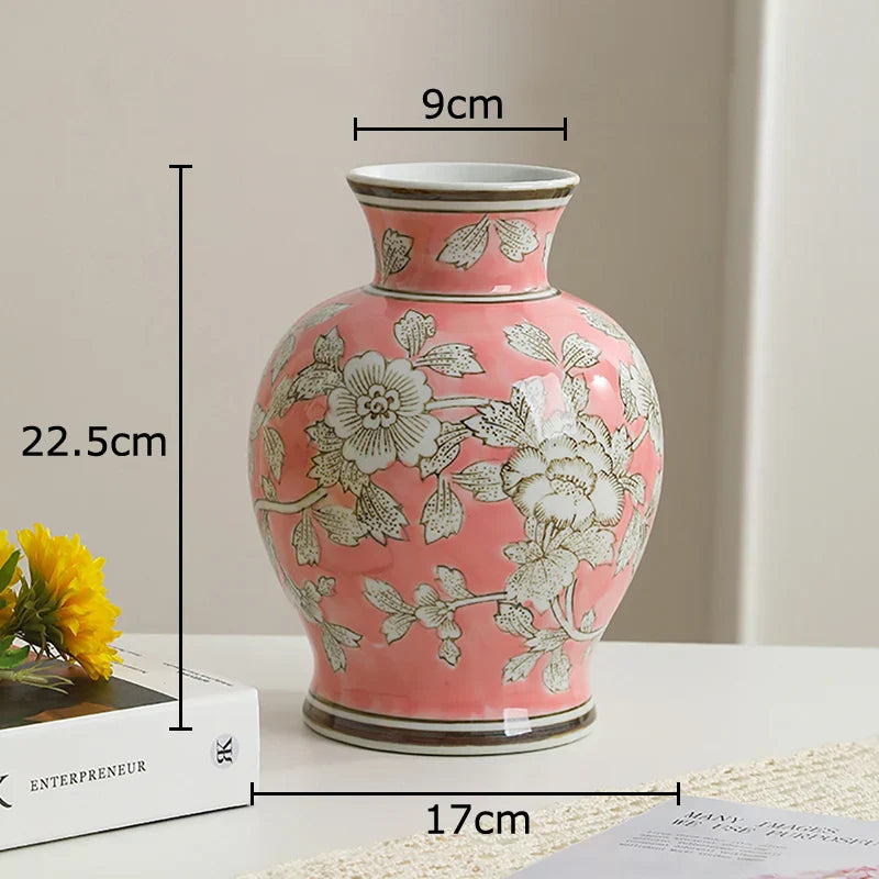 DecorBites™ Blue & White Porcelain Vase Pot for Stylish Room Aesthetic Decor & Flowers