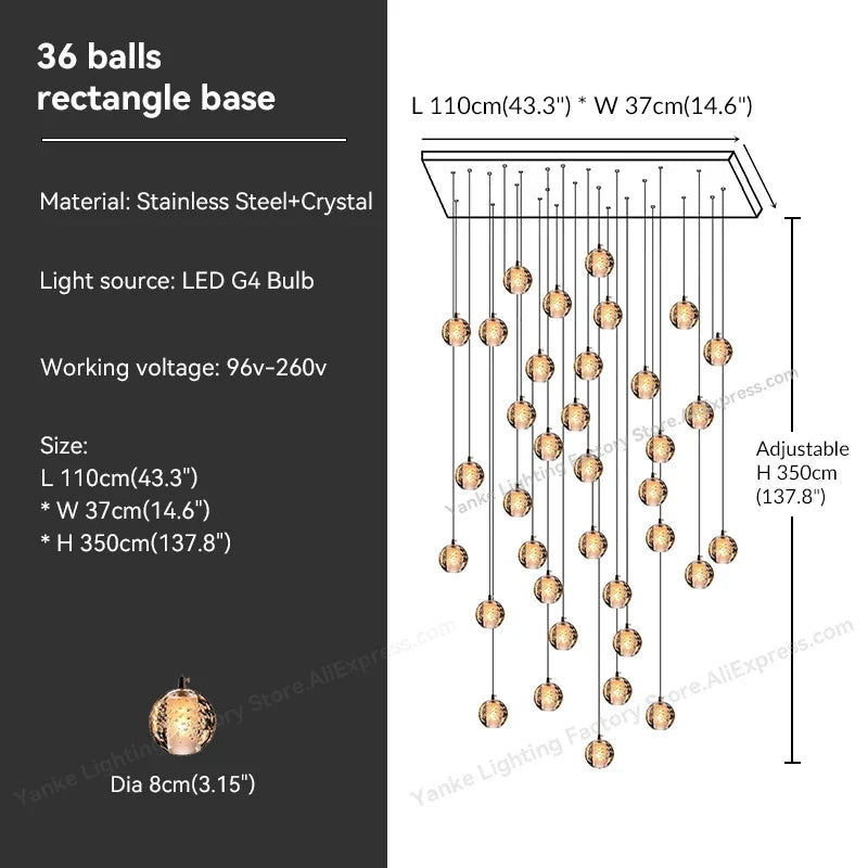 DecorBites™ Crystal Bubble Ball Pendant Light for Home Decor and Hospitality Spaces