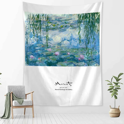 Water Lily Oil Painting Tapestry Wall Hanging for Home Decor by Decobites