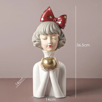 DecorBites™ Bowknot Girl Resin Figurine | Home Room Decor & Wedding Gift