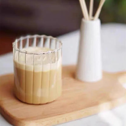 DecorBites™ Glass Ripple Cup - Heat Resistant Nordic Design for Water, Juice, Milk, Whiskey