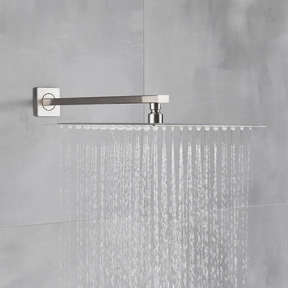 Cabezal de ducha tipo lluvia DecorBites™ de níquel cepillado con brazo de ducha - Rociador superior ultrafino