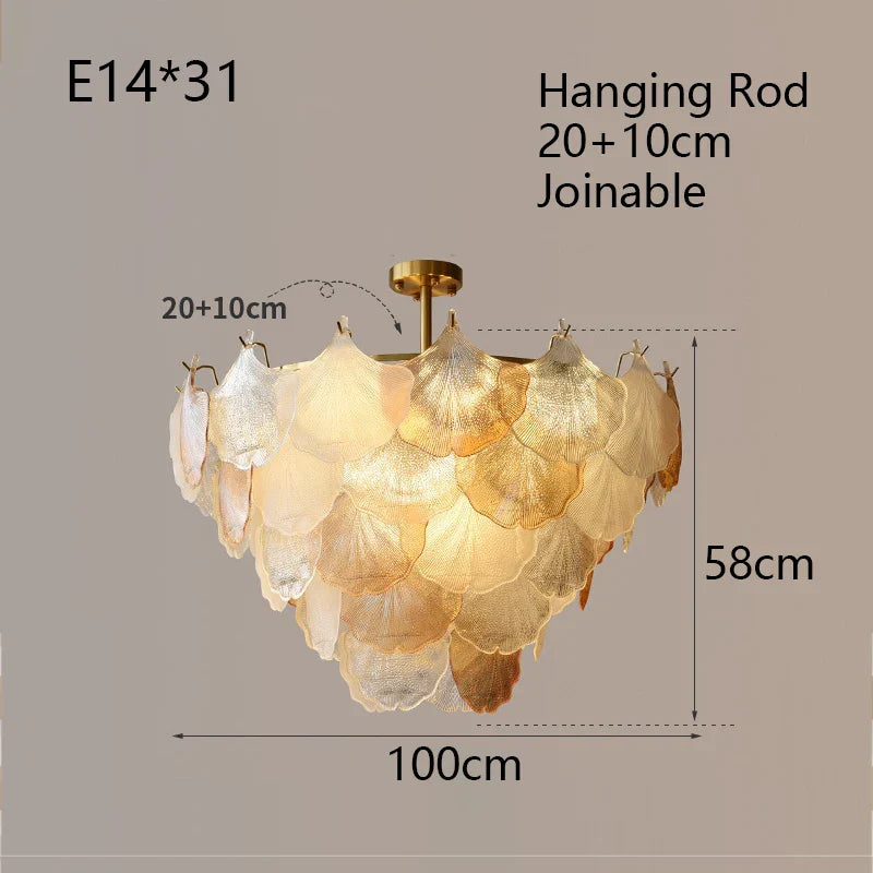 DecorBites™ Glass Shell Ceiling Pendant Light Luxury Bedroom Decor Hanglamp