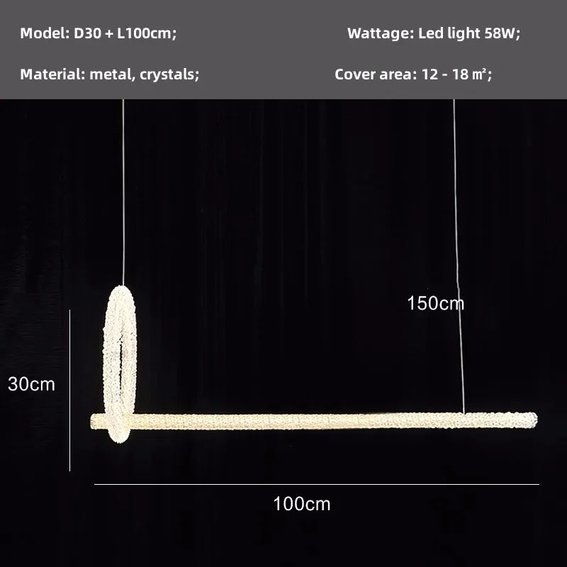 Lámparas colgantes DecorBites™ Crystals: Araña moderna regulable para sala de estar, comedor o dormitorio de lujo.