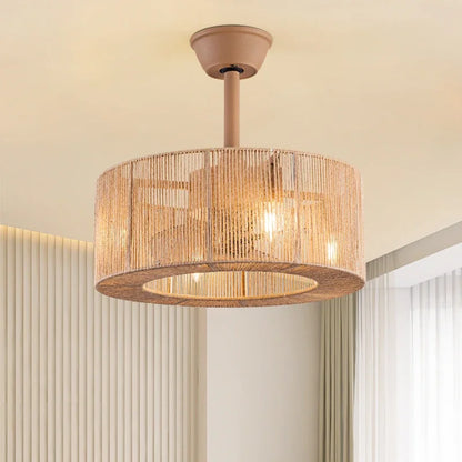 DecorBites™ Braided Rope Lantern Ceiling Fan Light: Reversible, Dimmable, 6-Speed Home Decor