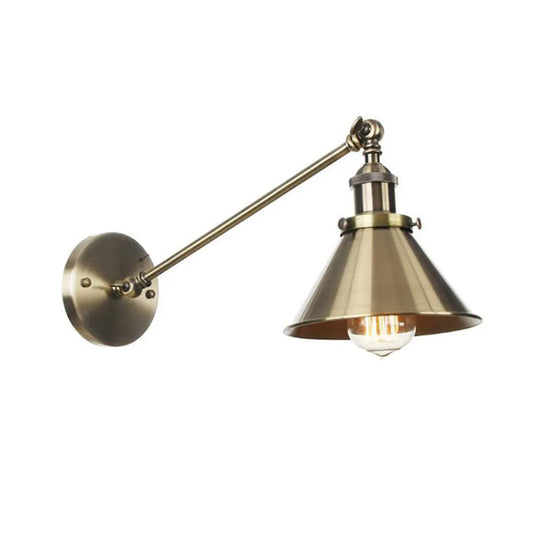 DecorBites™ Brass Copper Wall Light Single Adjustable Arm Vintage Umbrella Sconce