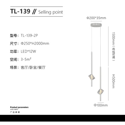 Lámparas colgantes de cristal DecorBites™ para dormitorio, iluminación LED moderna y minimalista para interiores