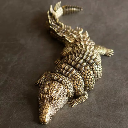 DecorBites™ Brass Crocodile Sculpture: Articular Mobility Home Decor Accessory