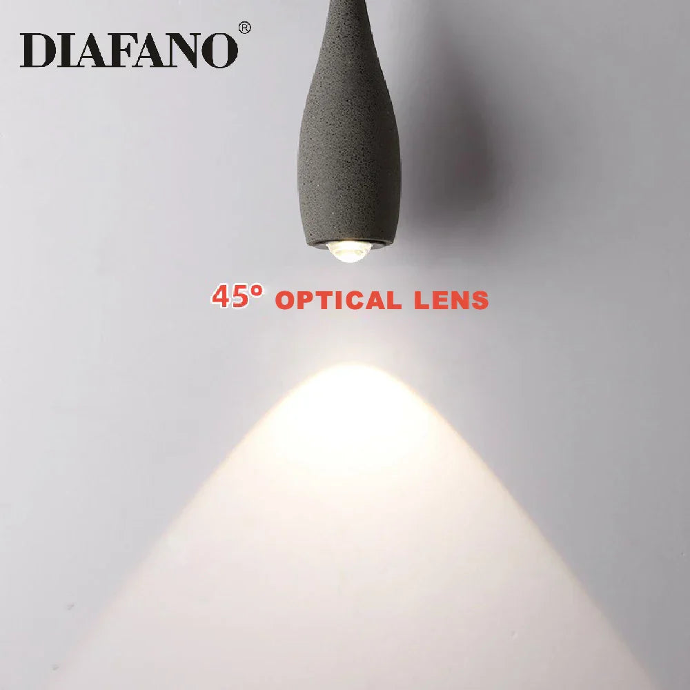 Lámpara colgante de cemento DecorBites™ con luz LED, estilo industrial retro.