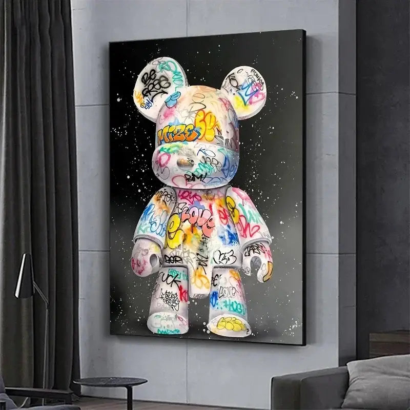 DecorBites™ Cute Cartoon Bear Canvas Print for Home Decor
