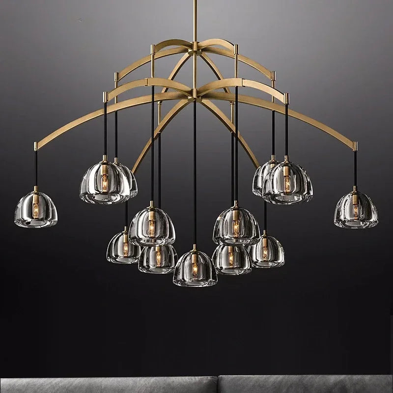 DecorBites™ Black Brass Retro Crystal Copper LED Ceiling Pendant for Home Lighting