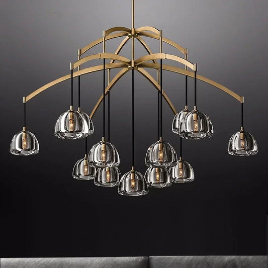 DecorBites™ Black Brass Retro Crystal Copper LED Ceiling Pendant for Home Lighting