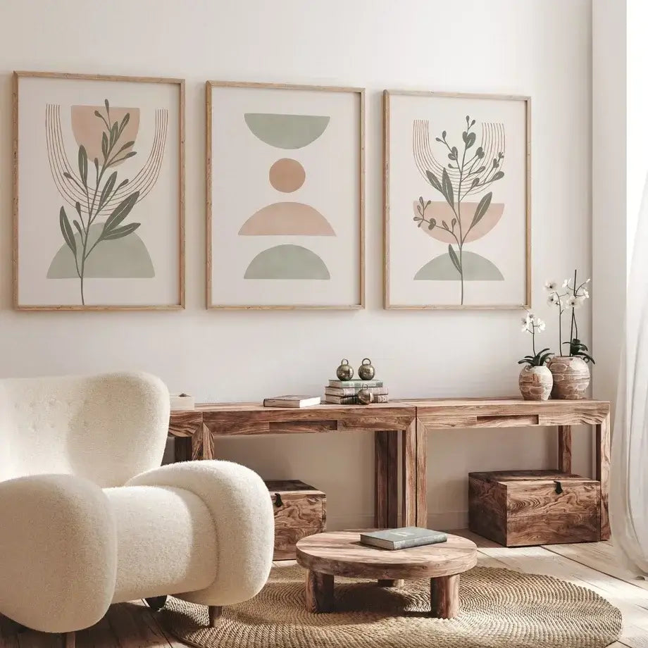 DecorBites™ Abstract Line Leaf Geometry Canvas Wall Art