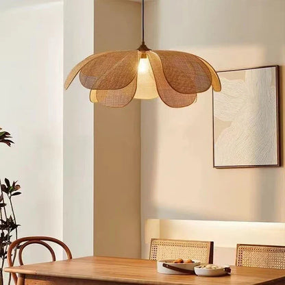 Petal Rattan Woven Pendant Light, 3-Color LED