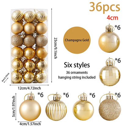 24/36pcs Christmas Balls Decoration Christmas Pine Tree Ornament Red Navy Blue Ball Ornament Xmas Hanging Tree Pendants Navidad