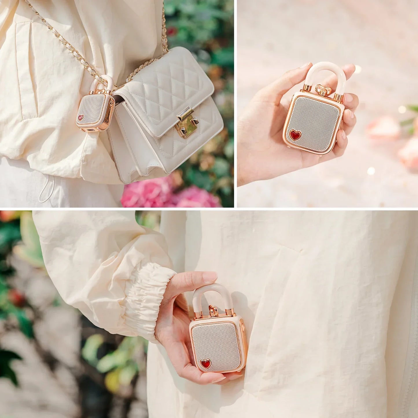 Altavoz Bluetooth DecorBites™ LoveLock Mini - Rosa, Diseño Retro, 5W