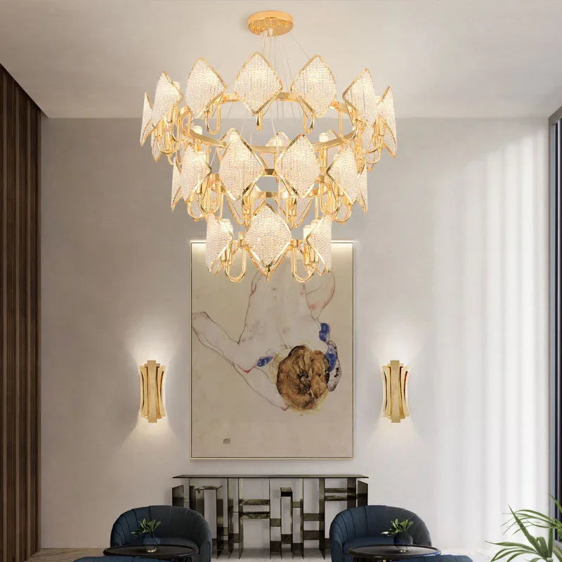 DecorBites™ Crystal Chandelier Pendant Light: Modern Luxury Luminaria for Living Room Décor