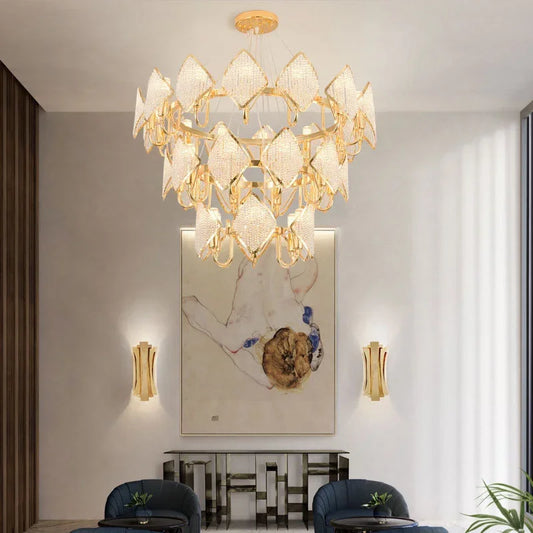 DecorBites™ Crystal Chandelier Pendant Light: Modern Luxury Luminaria for Living Room Décor