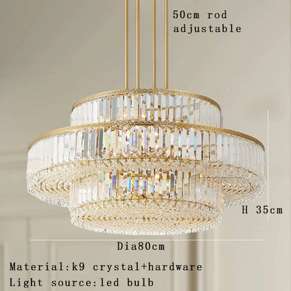 DecorBites™ Gold Crystal LED Multi-layer Pendant Lights for Living Room Bedroom Decoration