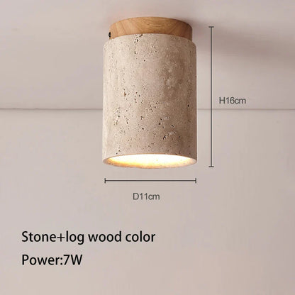 DecorBites™ Japanese Style Stone Wood Round Ceiling Light for Living Room and Corridor