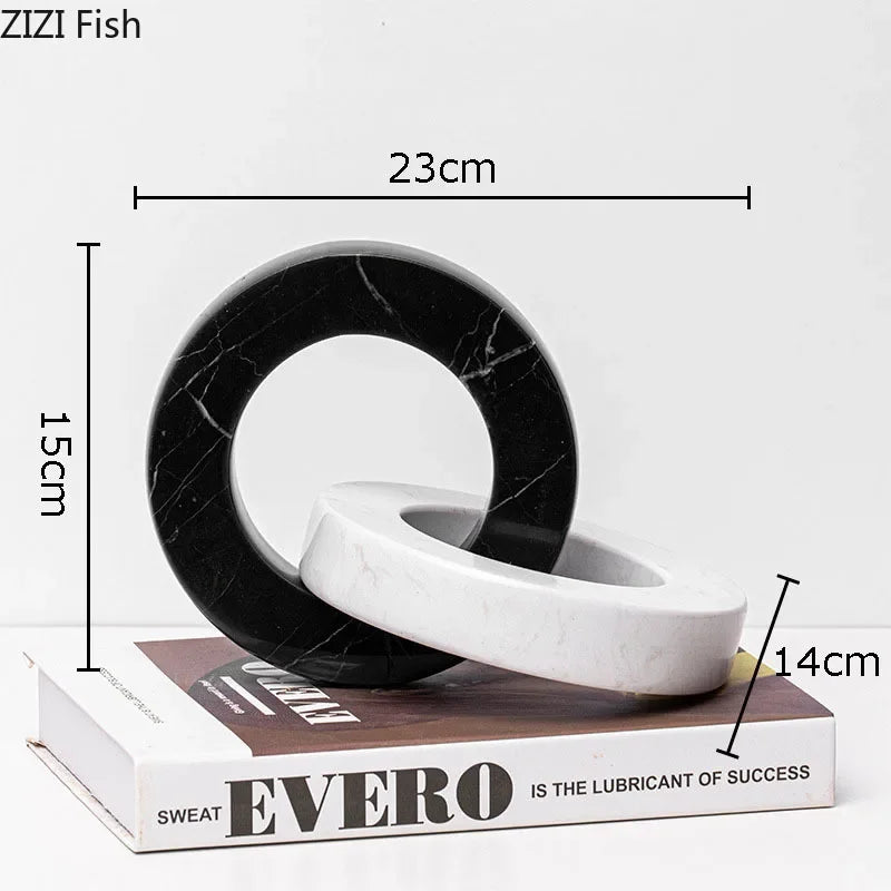 DecorBites™ Ceramic Knot Sculpture Marble Round Ring Abstract Desk Decor Craft